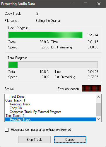 Exact Audio Copy - Extracting Audio Data.