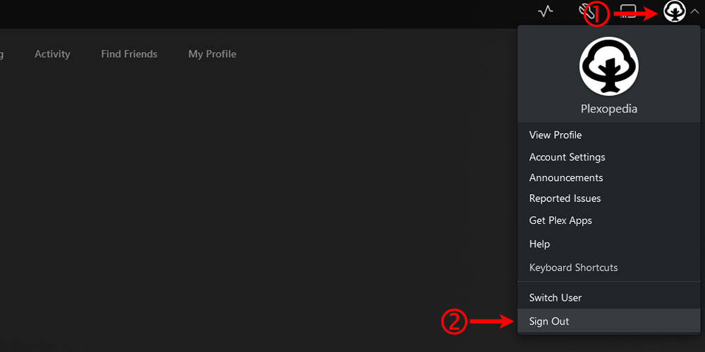 Plex Sign Out Option.